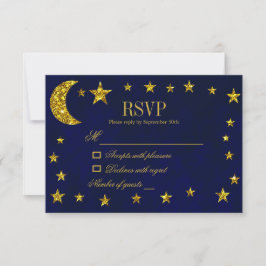 Cartão RSVP Casamento Celestial Noite Sky