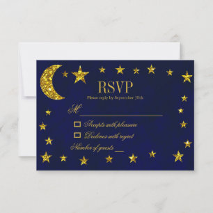 Cartão RSVP Casamento Celestial Noite Sky