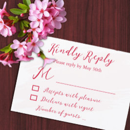 Cartão RSVP Casamento Cereja Vermelho