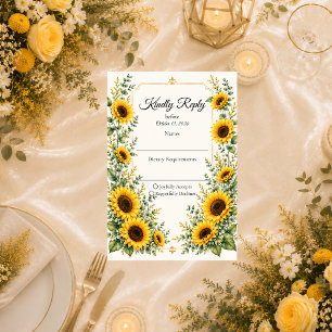 Cartão RSVP Casamento Charme de Girassol Radiante de Outono