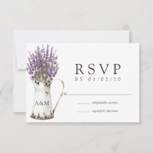 Cartão RSVP Casamento Charmoso Cottage Lavanda