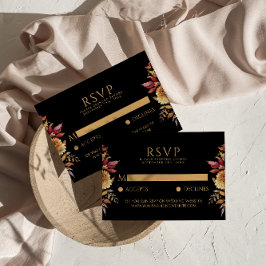 Cartão RSVP Casamento Chic Boho Floral de Terracotta de Queda