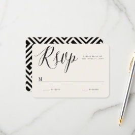 Cartão RSVP Casamento Chic com Script Clássico de Caligrafia G