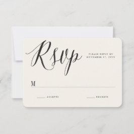 Cartão RSVP Casamento Chic com Script Clássico de Caligrafia G