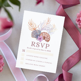 Cartão RSVP Casamento Chic Costeiro de Beach Seashells
