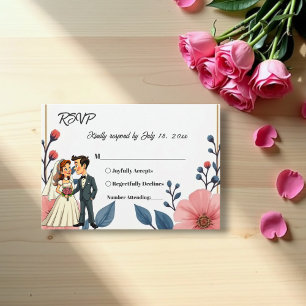 Cartão RSVP Casamento Chic De Noiva Floral De Noiva Da Elegant