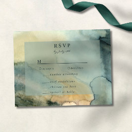 Cartão RSVP Casamento Chic Granite Blue Watercolor