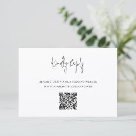 Cartão RSVP Casamento Chic Moderno em Preto e Branco com Códig