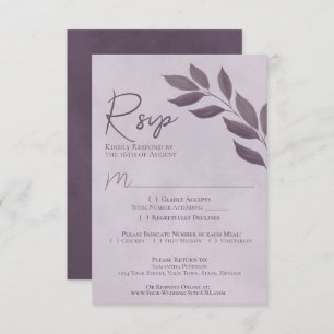Cartão RSVP Casamento Chic Moderno Roxo Púrpura e Assassizado