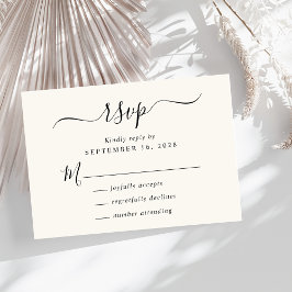 Cartão RSVP Casamento Chic Script Cream