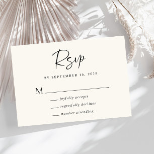 Cartão RSVP Casamento Chic Script Cream