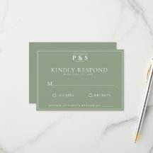Casamento Chic Simple Sage Verde Elegante Monogram