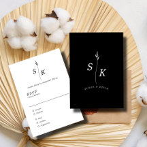 Casamento Chic Simples Folha de Folha Monograma