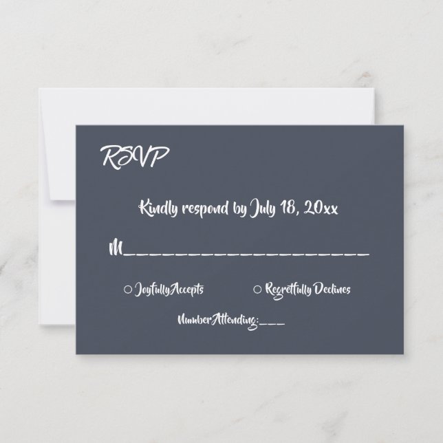 Cartão RSVP Casamento Chic Simples Moderno Clássico Elegante F (Frente)