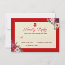 casamento chinês jardim floral vermelho dupla feli