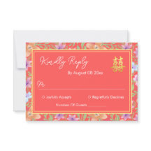 Casamento chinês xi duplo floral Peranakan vermelh