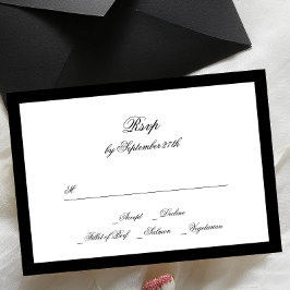Cartão RSVP Casamento Clássico Com Moldura De Preto Para Calig