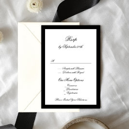 Cartão RSVP Casamento Clássico Com Moldura De Preto Para Calig