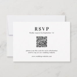 Cartão RSVP Casamento Clássico com Tipografia Minimalista e Có