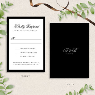 Cartão RSVP Casamento clássico de Black-Tie Monogramas