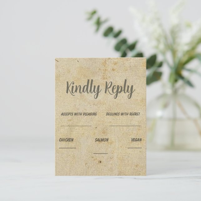 Cartão RSVP Casamento Clássico de Brown Vintage (Em pé/Frente)