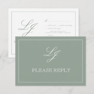 Cartão RSVP Casamento Clássico de Caligrafia Verde