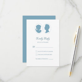 Cartão RSVP Casamento Clássico de Cameo Azul