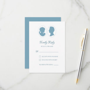Cartão RSVP Casamento Clássico de Cameo Azul