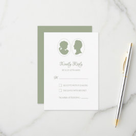 Cartão RSVP Casamento Clássico de Campanha Verde Regência