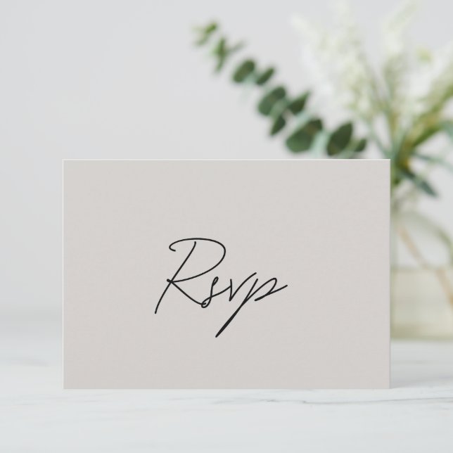 Cartão RSVP Casamento Clássico de Cinzas Elegante (Em pé/Frente)