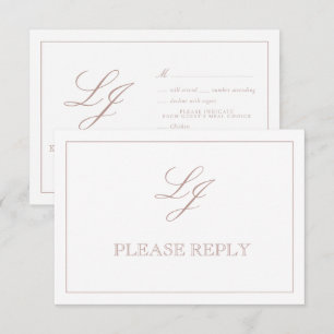 Cartão RSVP Casamento clássico de Rosa de caligrafia