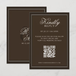 Cartão RSVP Casamento Clássico Dinheiro Antigo Marrom Escuro