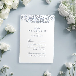 Cartão RSVP Casamento Clássico do Ornamentado Dusty Blue Vinta