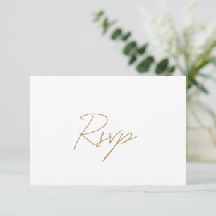 Cartão RSVP Casamento Clássico Dourado Elegante
