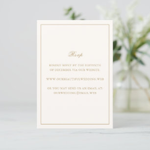Cartão RSVP Casamento Clássico e Atemporal Fronteira Marfim e