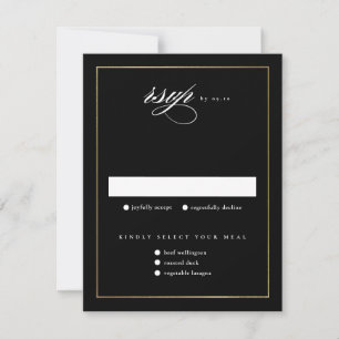 Cartão RSVP Casamento Clássico Elegante Dourado
