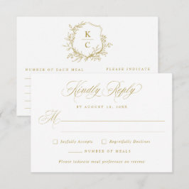 Cartão RSVP Casamento Clássico Elegante Dourado Escolha de Ref