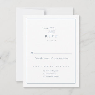 Cartão RSVP Casamento Clássico Elegante em Azul Poento