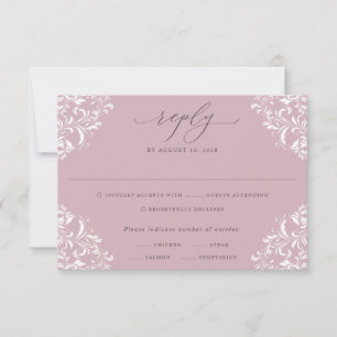 Cartão RSVP Casamento Clássico Elegante Mauve Dusty Rosa Vinta
