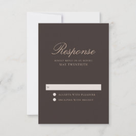 Cartão RSVP Casamento Clássico Marrom Elegante