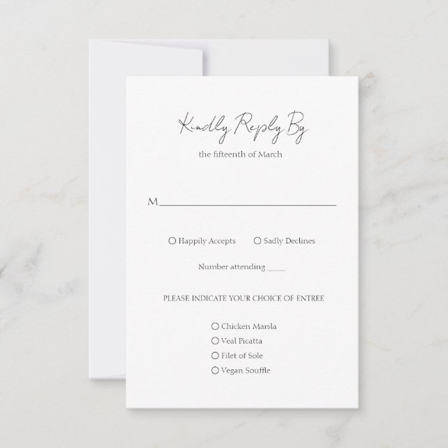Cartão RSVP Casamento Clássico Minimalista de Script Elegante  (Frente)