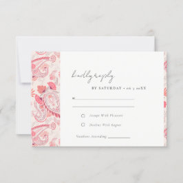 Cartão RSVP Casamento Clássico Moderno Blush Paisley