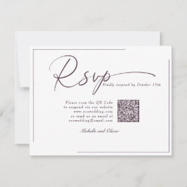 Cartão RSVP Casamento Clássico Moderno Caligrafia Código QR RS