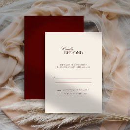 Cartão RSVP Casamento Clássico Moderno de Estado Formal em Bor