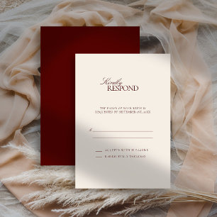 Cartão RSVP Casamento Clássico Moderno de Estado Formal em Bor