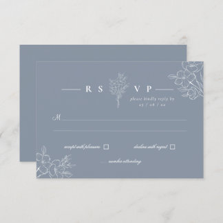 Cartão RSVP Casamento Clássico Moderno Elegante Floral Dusty B