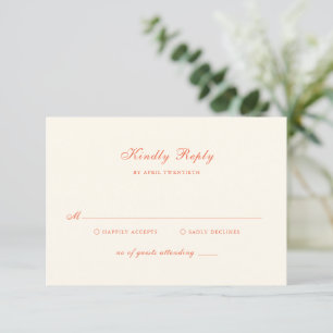 Cartão RSVP Casamento Clássico Moderno em Terracota Elegante