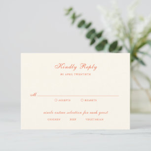 Cartão RSVP Casamento Clássico Moderno em Terracota Elegante