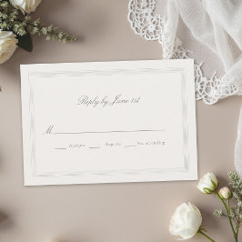 Cartão RSVP Casamento Clássico Moderno Romance Formal Triplo E