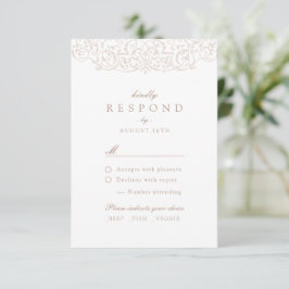Cartão RSVP Casamento Clássico Ornatado Marfim Antigo